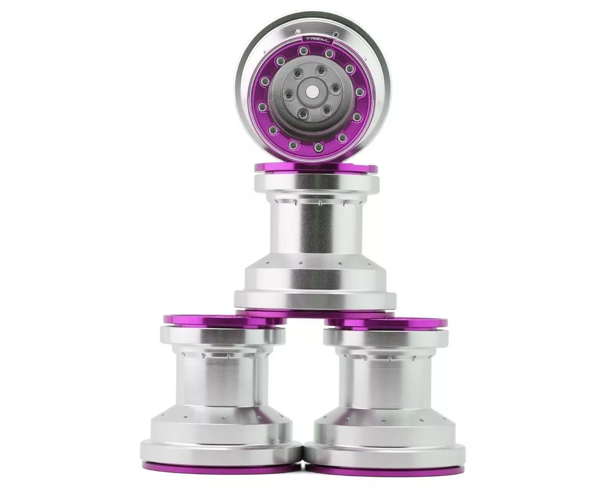 Mini LMT Aluminum Beadlock Wheel Set (4) (Silver/Purple)